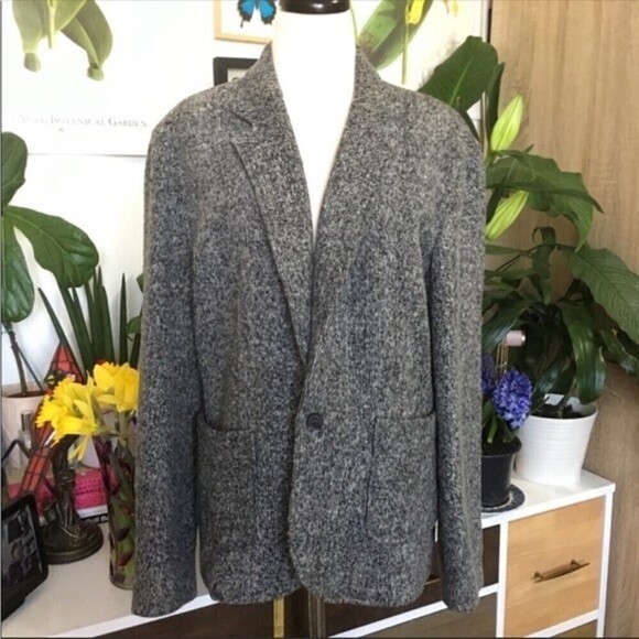 ATM Grey Warm‎ Boyfriend Knit Relaxed Blazer Size L - Picture 4 of 9